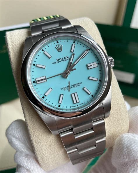 rolex oyster perpetual datejust light blue face|rolex datejust 41 tiffany blue.